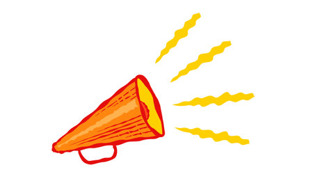 Vector vintage megaphone in hand drawing style. Vector illustration of retro loudspeaker on white background on doodle style.のイラスト素材