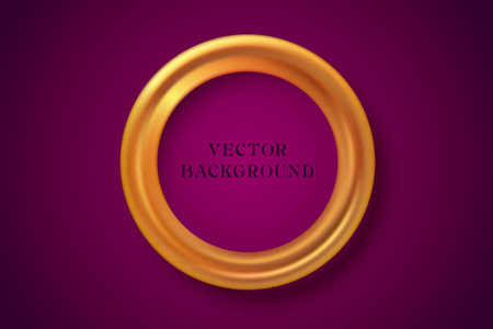 Vector abstract background with golden ring. Vector background for wedding with metallic ring.のイラスト素材
