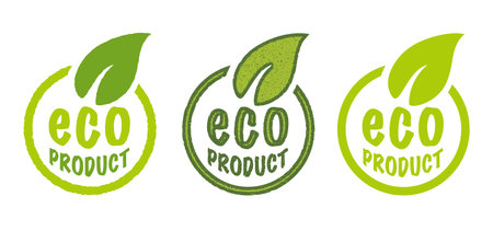 Vector set icons for eco products. Vector stamps of ECO product.のイラスト素材
