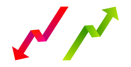 Vector illustration of two arrows. Vector icons of arrows up and down.のイラスト素材