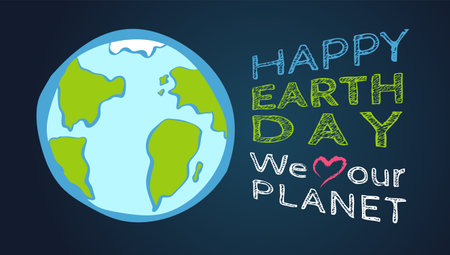 Vector vintage poster for Earth day. Earth day April 22. We love our planet.のイラスト素材