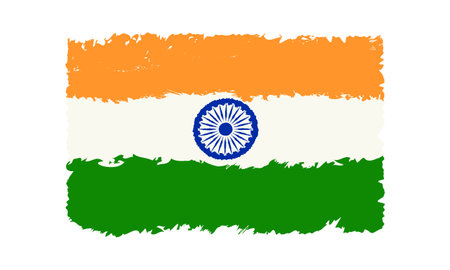 Vector flag of India in vintage style. Indian flag in grunge style for Indian independence day at 15 August.のイラスト素材