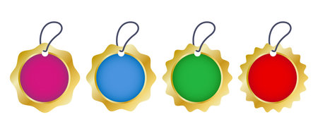 Vector set icons of shopping golden labels for sale. Vector labels in different color for offer or Black Friday.のイラスト素材