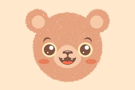 Vector illustration of head of a bear for children. Vector icon of kawaii bear for kids party. Baby bear emoji.のイラスト素材
