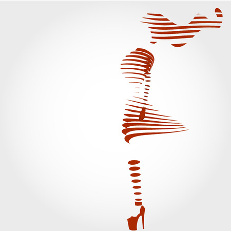Girl silhouette, abstract silhouette, woman in high heelsのイラスト素材
