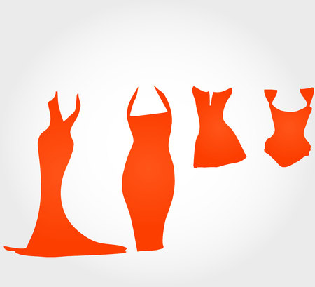Dresses silhouette set, corset silhouetteのイラスト素材