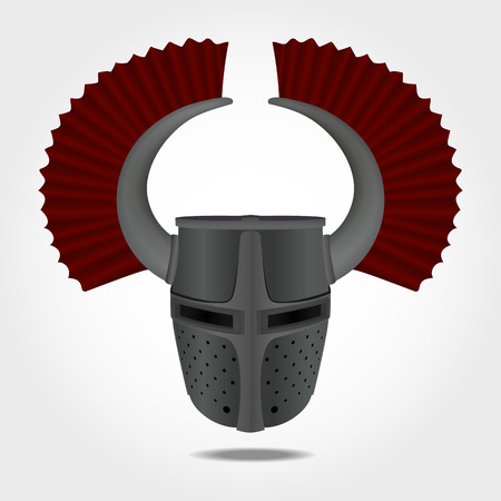 Teutonic helmet, knight helmet, horned helmetのイラスト素材