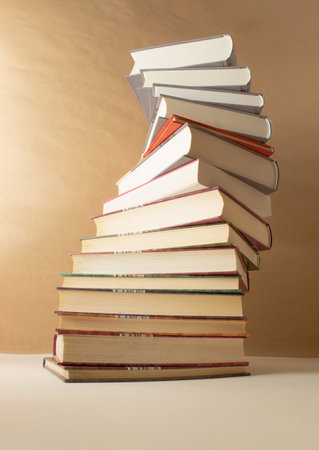 Spirally arranged books from below to top.   Library and literature minimal concept.の写真素材