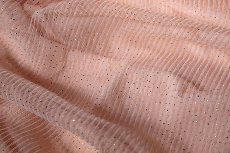 Concept with waves pink mesh fabric. Retro fashion aesthetic. Can use as wedding background. Luxurious background designの写真素材