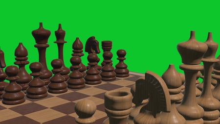 chess board 3d rendered on green screen new board game cool nice joyful 4k stock image illustrationの写真素材