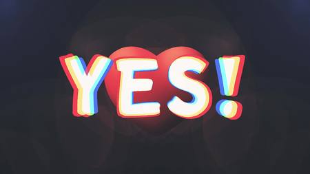 colorful YES word on retro vintage background illustration new quality font 4k dynamic joyful stock language imageの写真素材