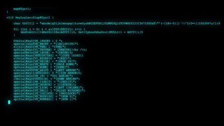 encrypted programming security hacking code data flow stream on display new quality numbers letters...