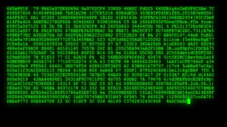 encrypted programming security hacking code data flow stream on display new quality numbers letters...
