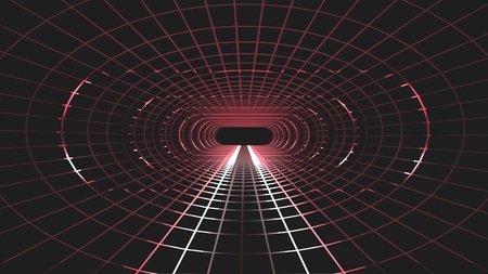 neon lights grid net cyber retro tunnel graphics illustration background new quality futuristic...