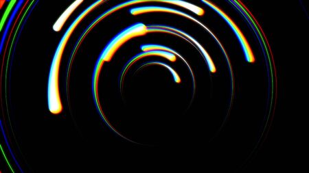 Lightning bolts round tunnel on black background illustration new quality unique nature light effect stock image .の写真素材