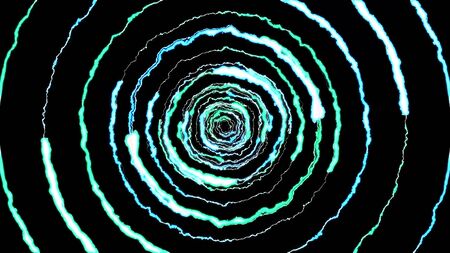 Lightning bolts round tunnel on black background illustration new quality unique nature light effect stock imageの写真素材