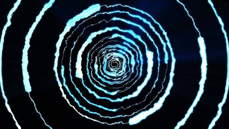 Lightning bolts round tunnel on black background illustration new quality unique nature light effect stock imageの写真素材