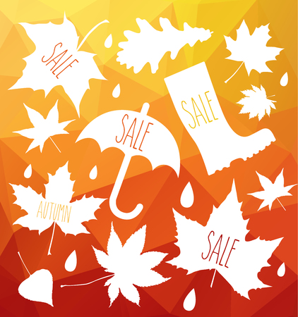 yellow wet autumn leaves on the background a dark old woodのイラスト素材