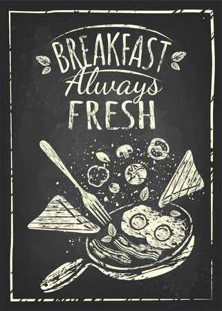 set with plates of fried and scrambled eggs on white backgroundのイラスト素材