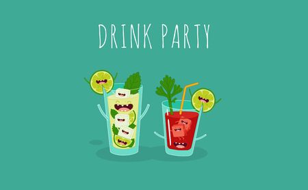 Funny cocktail. Vector illustration.のイラスト素材