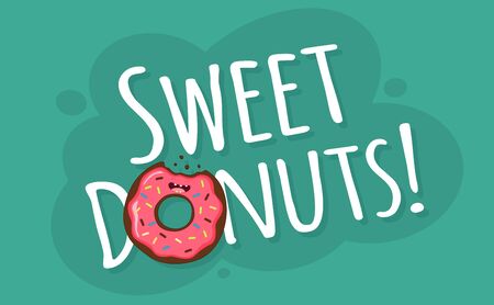 Cartoon comic coffee cup and donut.のイラスト素材