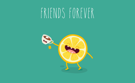 Tea with lemon illustration.のイラスト素材