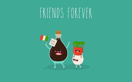 Funny Various Cartoon Vegetables. Vector Clip Artのイラスト素材