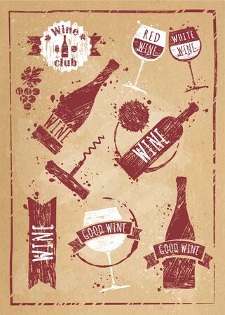 vector icon set - wine from the different countries of the worldのイラスト素材