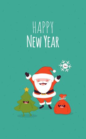 Happy New Year card. Santa s greetings. Vector illustrationのイラスト素材