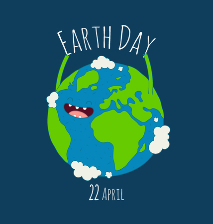 Funny planet earth gives your love the sun. Use for card, poster, banner, web design and print on t-shirt. Easy to edit. Vector illustration.のイラスト素材