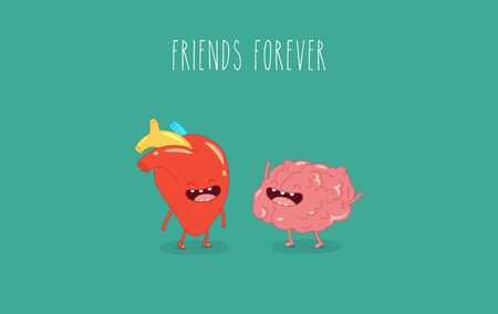 Sick and healthy liver, heart, stomach, brain, lungs. Vector illustrations.のイラスト素材