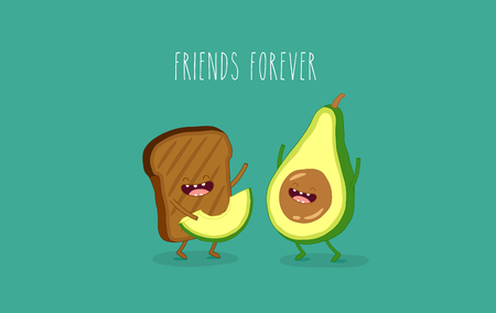 Avocado and brown breadのイラスト素材