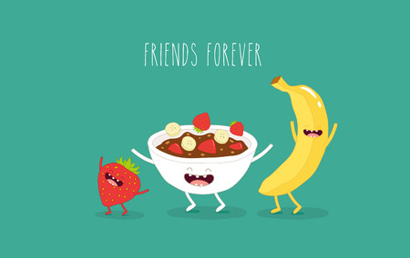 Avocado, plate flakes and a bananaのイラスト素材