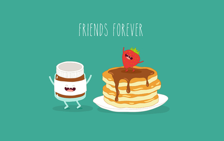 Pancakes raspberry jamのイラスト素材