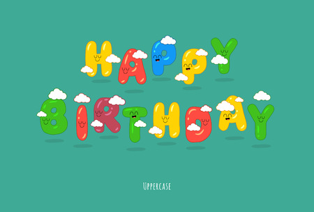 Happy birthday card font make your congratulations unforgettable. Vector graphicのイラスト素材
