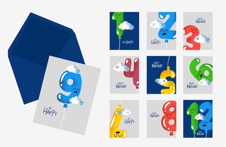 Happy birthday card number envelope part of setのイラスト素材