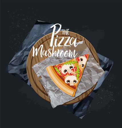 The Mushroom Pizza slice without background. Vector graphics.のイラスト素材