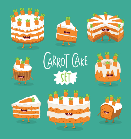 Set of funny carrot pies. Vector graphicsのイラスト素材