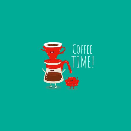 Coffee dripper filter pour over maker image.のイラスト素材