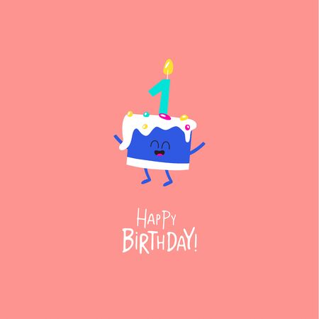 Birthday cake for greeting card. Vector graphics.のイラスト素材