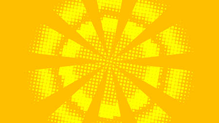 Bright yellow and orange pop art retro background with halftone in comic style. Gradient pop-art template. Dots pattern design. Vector illustration.のイラスト素材