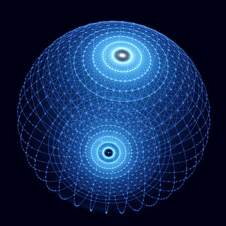 Global network connection. Globe with dots and lines. Scattered points and lines composed of spheres.のイラスト素材