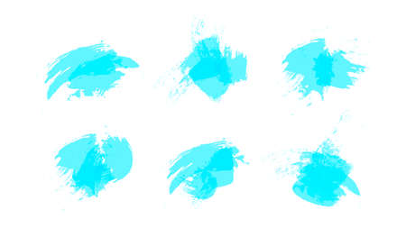Set of bright blue brush strokes, grunge blue spots. Vector illustration.のイラスト素材