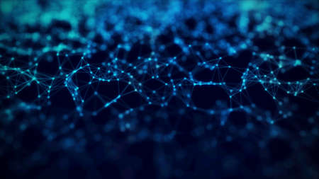 Abstract background with connecting dots and lines. 3d rendering.Connection structure. Science polygonal background.の写真素材