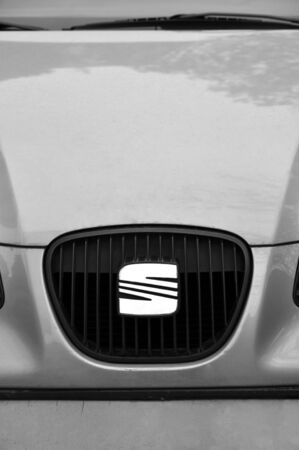 Close-up Seat logo. Chrome metalのeditorial素材