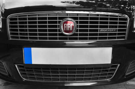 Close-up Fiat logo. Chrome metalのeditorial素材