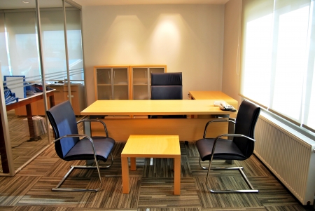 Empty offices and empty tablesのeditorial素材