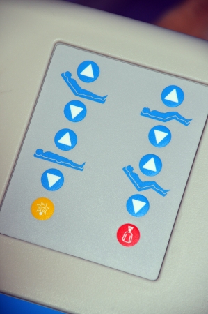 Closeup of the control buttons of a hospital bedの写真素材