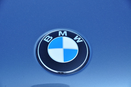 Close-up BMW logo  Chrome metal