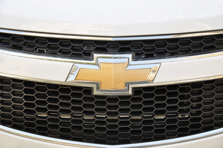 Close-up Chevrolet logo  Chrome metalのeditorial素材